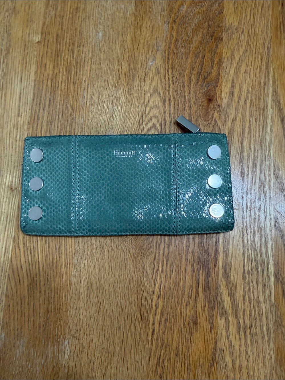 Hammitt Los Angeles Leather Wallet Green Studded Detail